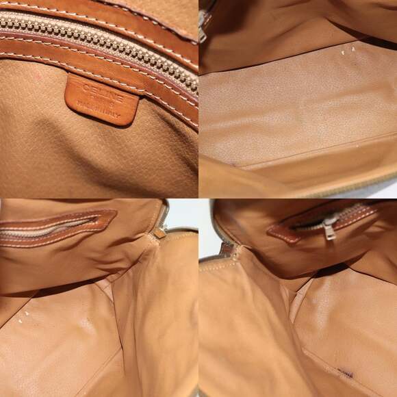 CELINE Macadam Canvas Hand Bag Pvc Leather Brown Gold - Picture 11 of 12
